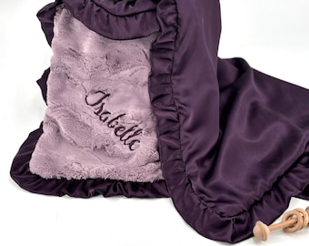 Personal Satin Baby Blanket Custom Name Embroidered Newborn Gift Shower Set Nursery Soft Throw Infant Monogram Christening Keepsake Present