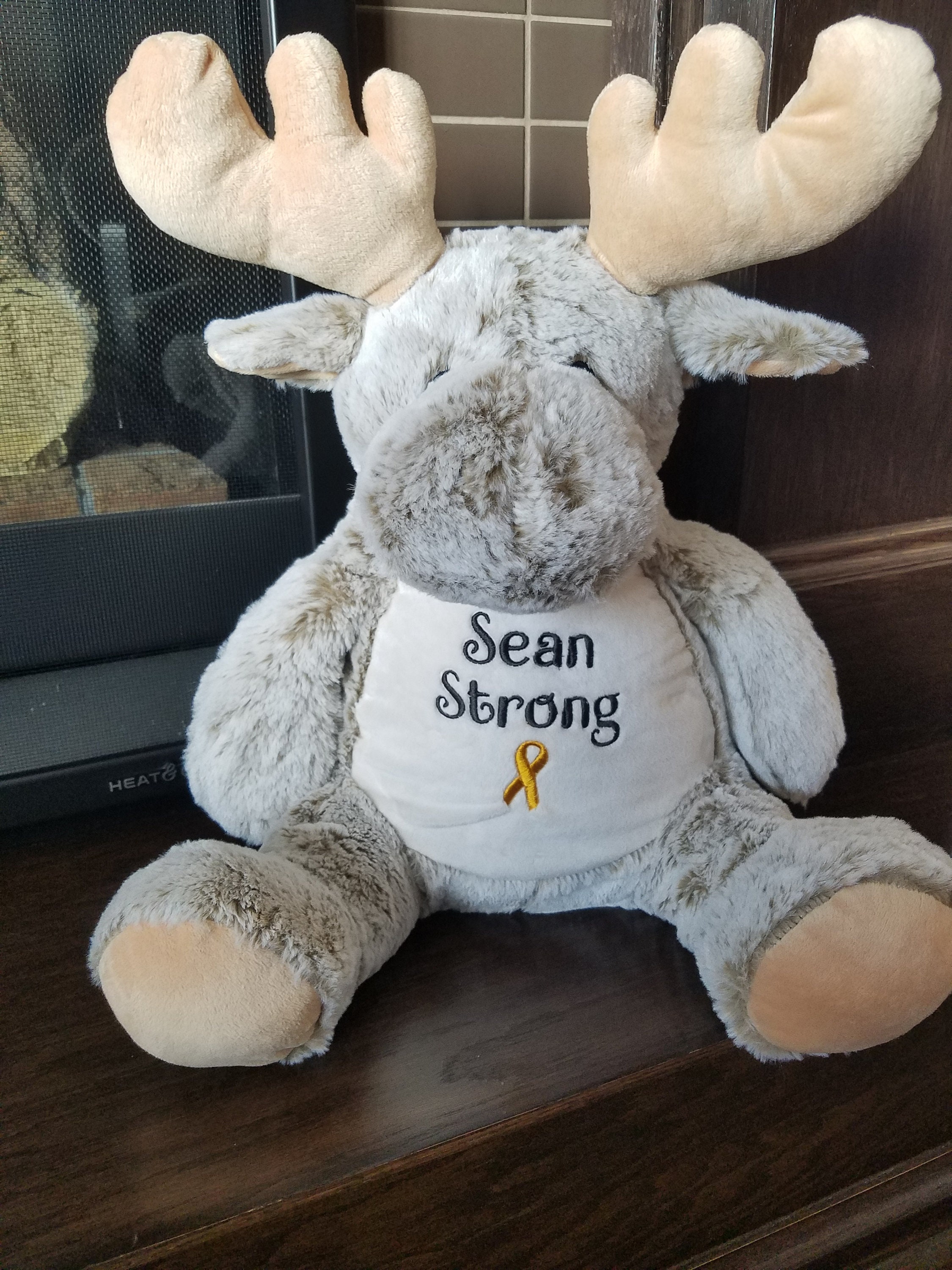 Personalized Woodland Moose Baby Girl Birth Announcement Stuffed Animal Baby Girl Gift