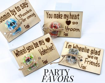 Wooden Car Tag Birthday Party Favor Idea Valentine Gift Themed Classroom Treat Wheelie Surprise Vehicle Boy Keepsake Vroom Automobile Kid