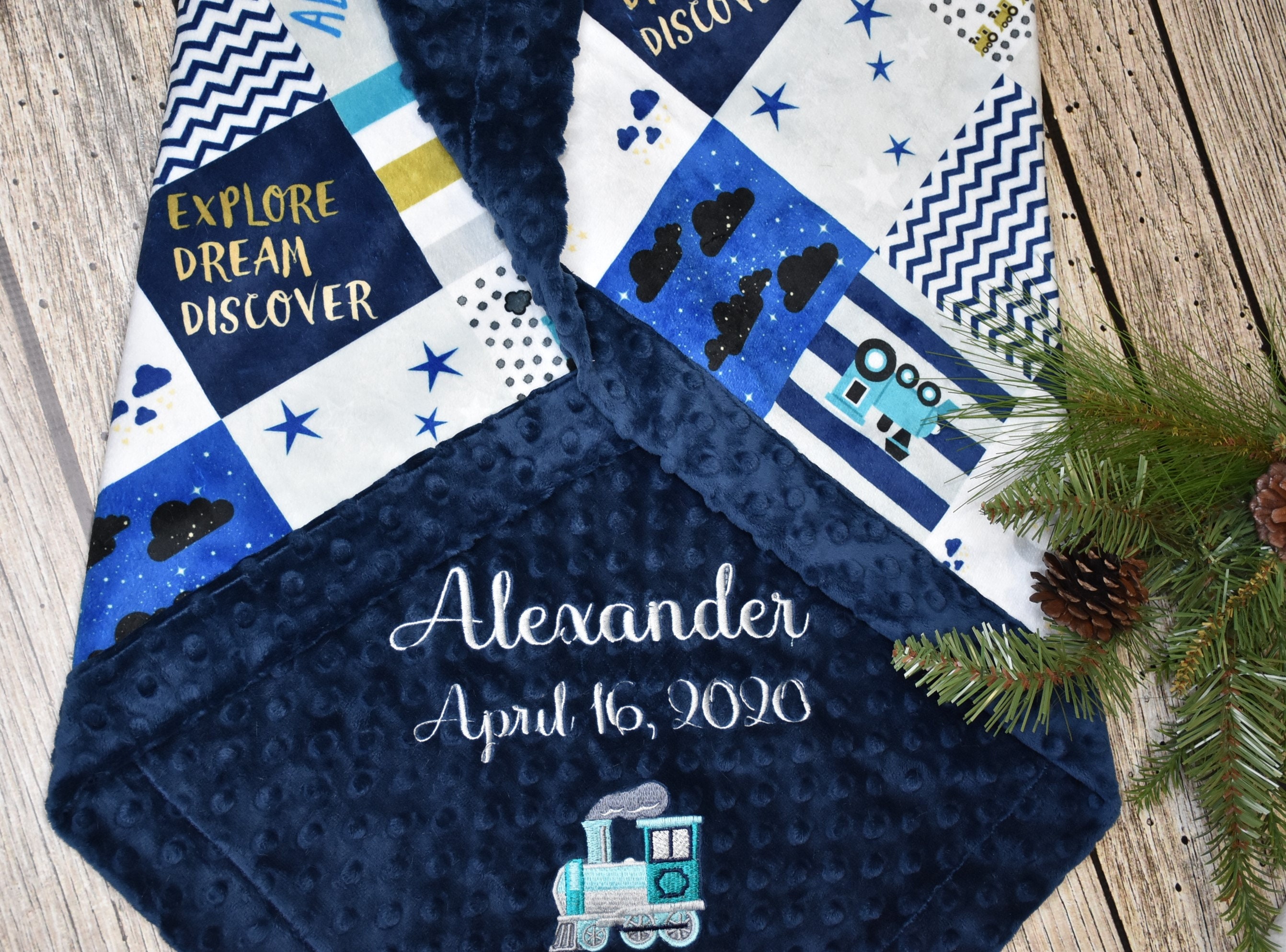 Personalized gifts baby TrainTrain baby BlanketTrain quilt blanket