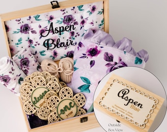 Personalized engraved memory box baby keepsake embroidered trunk baby gift unique idea for mom organizer box for baby shower gift for baby