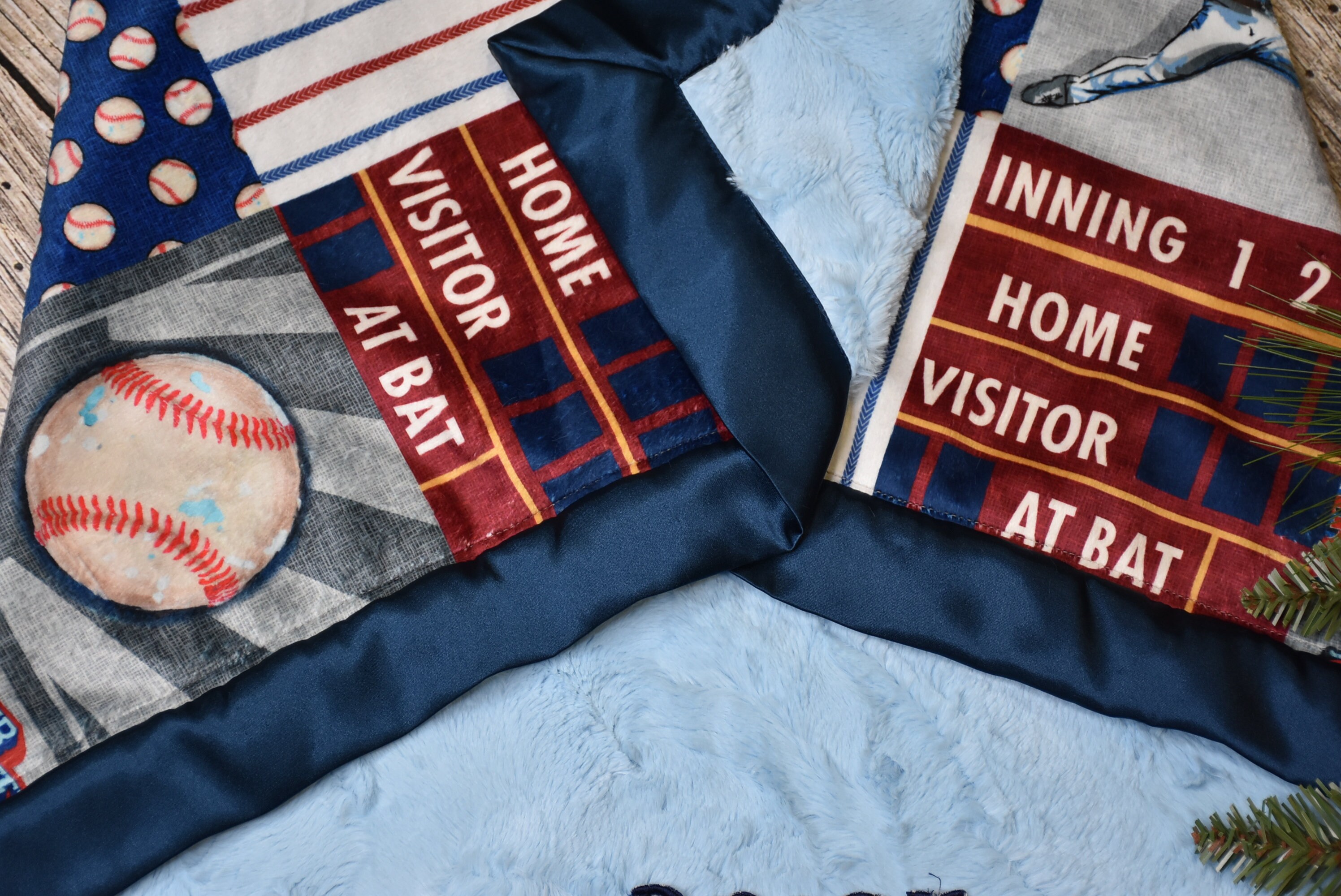 Baseball blue baby boy Blanket, Personalized minky blanket shower gift