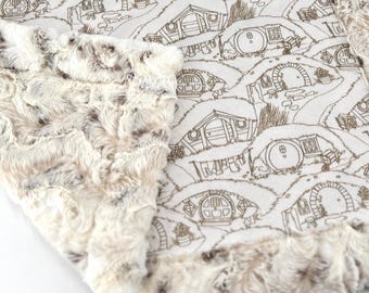 Hobbit Baby Blanket Minky Infant Throw Nursery Gift Newborn Bedding Fantasy Themed Shower Present Tolkien Fan Baby Boy Girl Shire Inspired