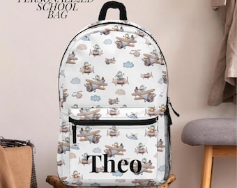 Personalized Airplane Backpack Pre School Backpack Daycare Backpack Kindergarten Backpack Custom Name Tag Personalized Gift Boy Aviation Bag