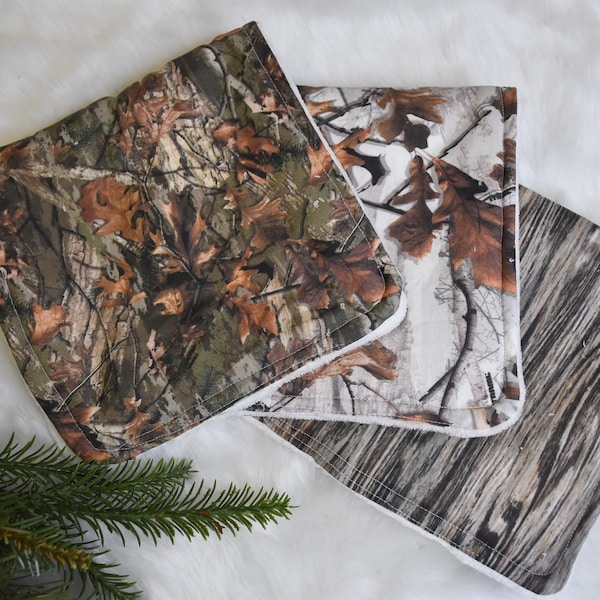 Personalized Camo Woodland Baby Burp Cloth Set - Baby Boy Shower Gift - Camo Nursery Decor - Personalized Baby Gift-deer gift