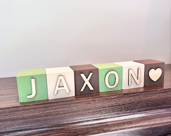 Wooden Letter Block Baby Name Puzzle Kids Nursery Shelf Personalized Wooden Name Sign Nursery Wall Custom Letters Baby Gift Personalized