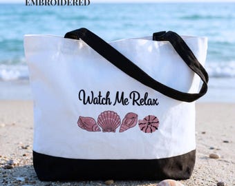 Embroidered Canvas Tote Bag Gift Grandma Birthday Present Retirement Party Teacher Appreciation Employee Recognition Thank You Neighbor