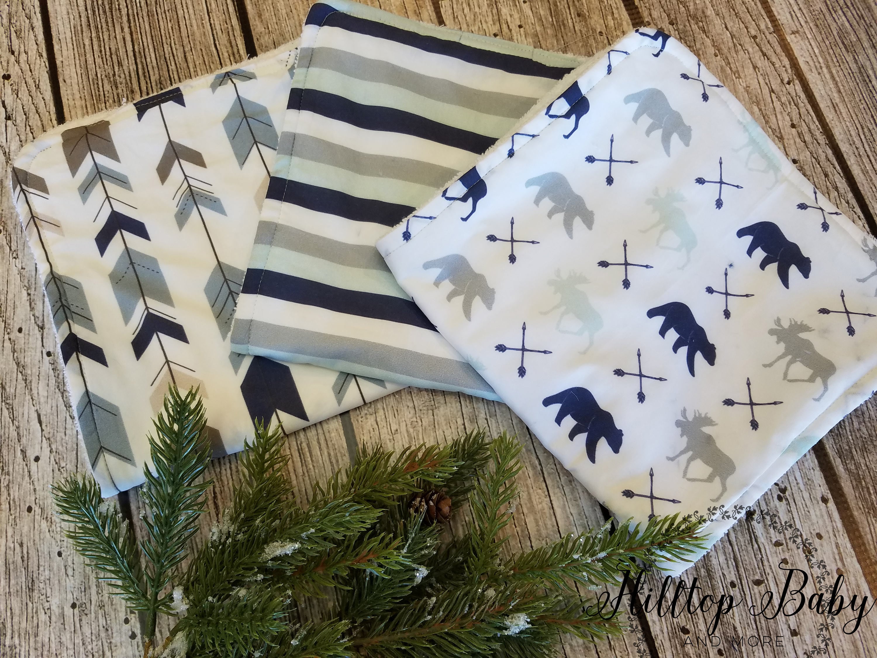 Personalized Woodland Baby Boy New Baby Gift Navy Mint Green Gray 