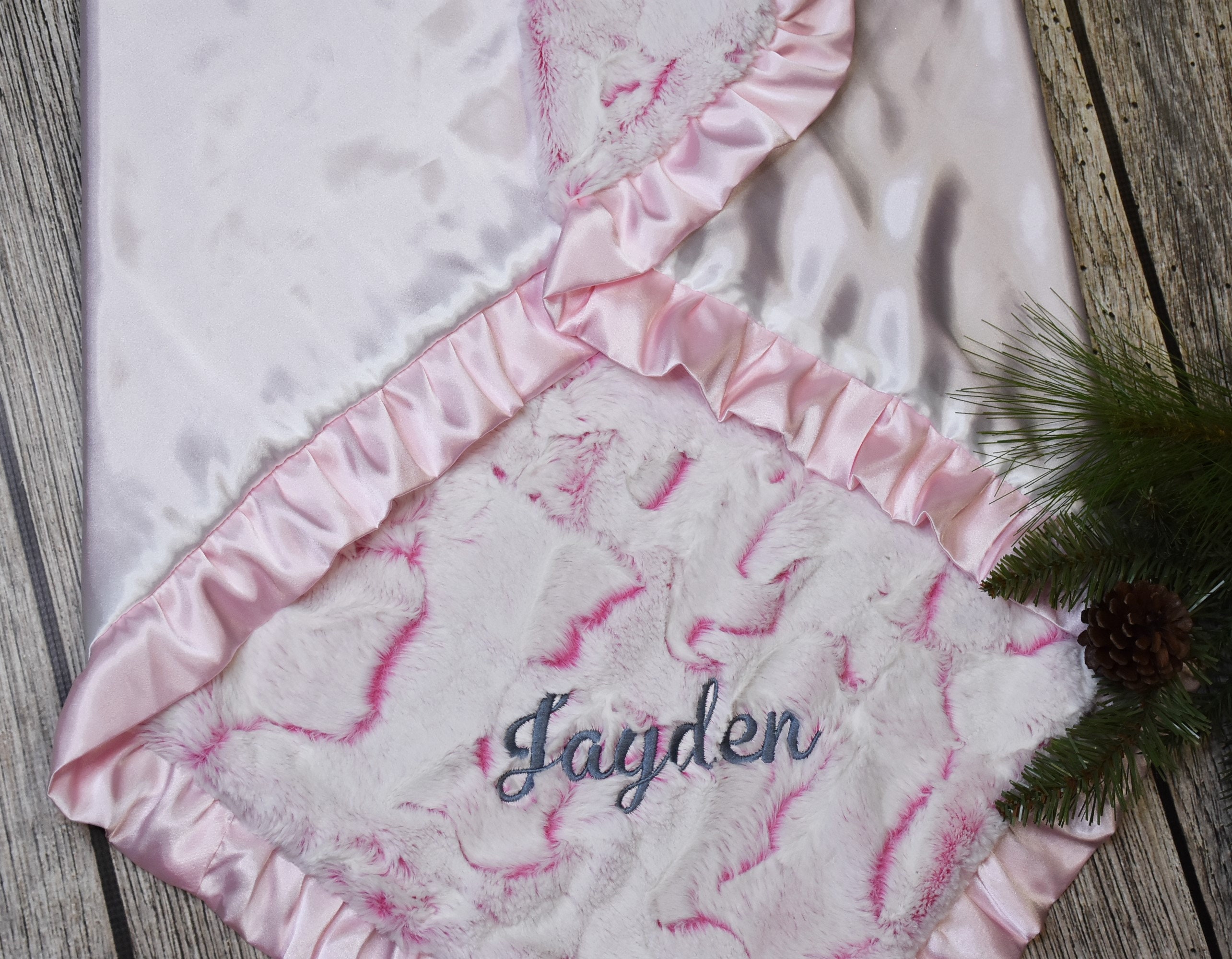 Personalized Baby Gift, Customized Personalized Satin Minky baby girl