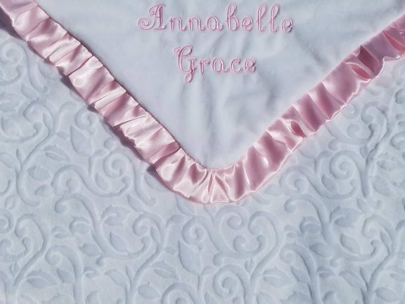 Personalized White and Pink Baby Girl Baptism Blanketbaby Etsy