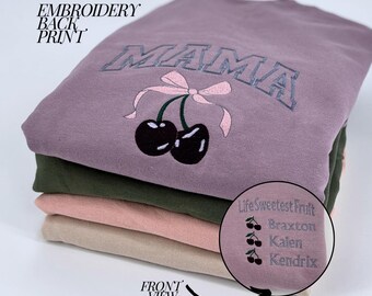 Custom Mama Sweatshirt with Names Embroidered Pullover for Mom Present Idea for Mothers Day Sweater Family Gift Mom Keepsake with Kids Names