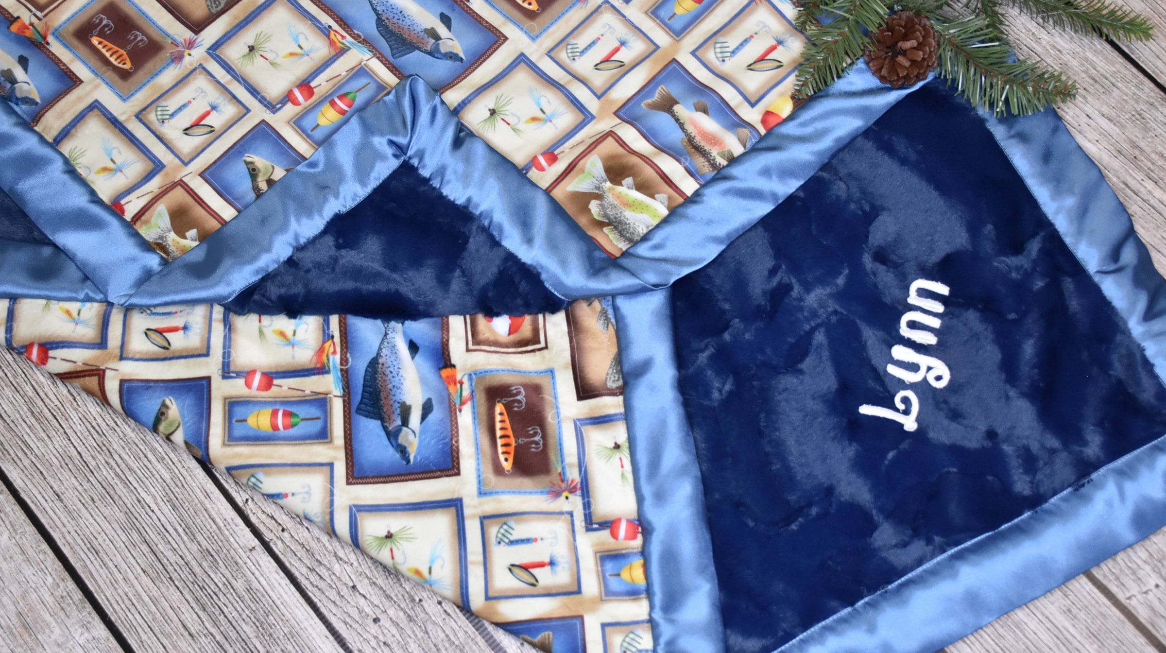 Personalized Fishing Baby Boy boy Blanket Gift, Blue Country Fish baby Boy  Minky Blanket-woodland hunting baby, Personalized baby gift