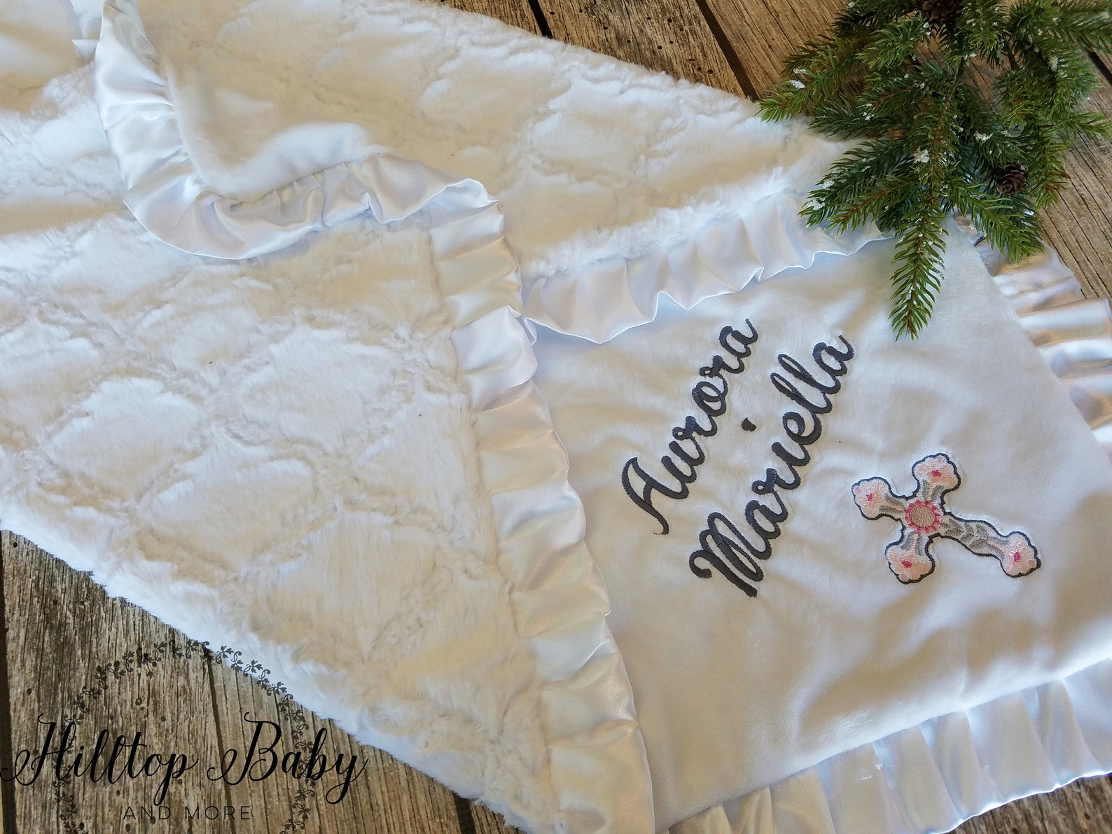 Personalized Baby Girl Baptism Blanket All White Baby Etsy