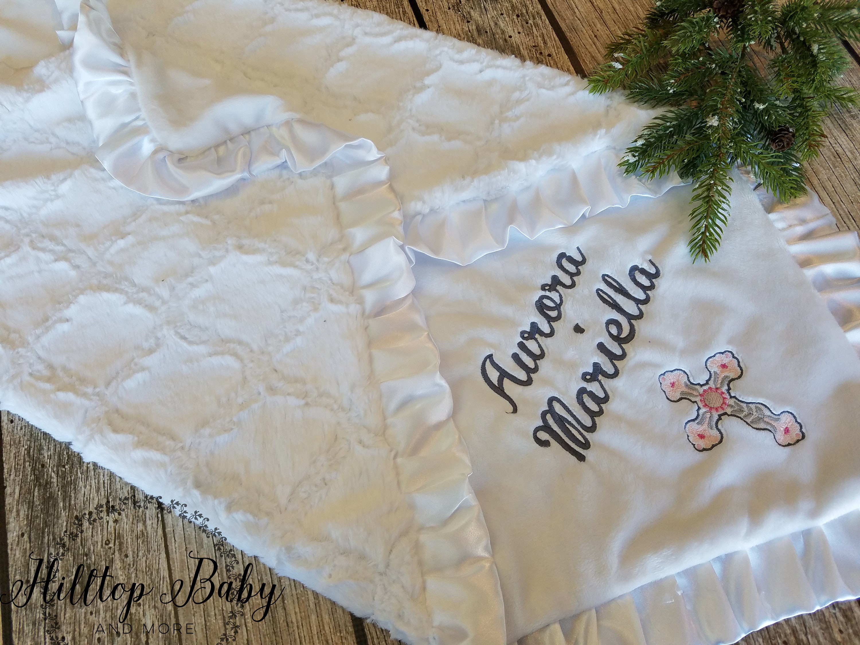 Personalized Baby Girl Baptism Blanket all white baby Etsy