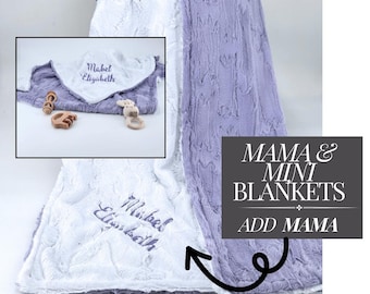 Personalized Mama and Mini Matching Blanket Set Parent Child Minky Blankets Custom Embroidered Family Blankets Baby Shower Gift Soft Cozy