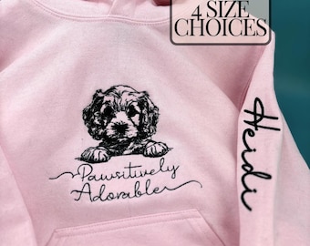 Personalized Toddler Hoodie Puppy Design Embroidered Name Custom Apparel Girl Gift Birthday Present Grandparent Idea Pink Sweatshirt Dog