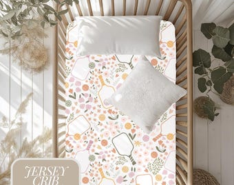 Floral Crib Sheet for Nursery Baby Girl Nursery Decor Baby Room Pickleball Theme Nursery Bedding Deep Pocket Crib Fitted Baby Sheet Baby