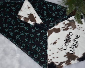 Personalized Western baby boycow baby blanket-horse baby blanket-Cow minky BlanketCattle brand baby blanketfarm theme nursery,