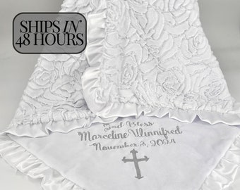 Baptismal gift for girl custom minky baby blanket floral Christening gift custom Goddaughter gift personalized new baby Dedication Gift