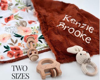 Personalized Baby Blanket Floral Baby Shower Gift Custom Name Soft Minky Baby Girl Blanket Nursery Decor Newborn Photo Prop Tummy Time Mat