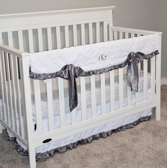 Gray and White Baby Girl Nursery Bedding Personalized White Etsy