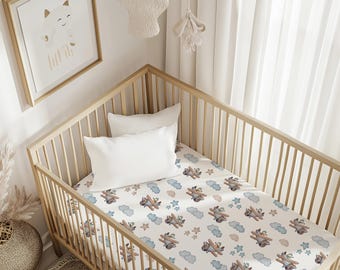 Vintage Airplane fitted crib sheet for plane nursery decor crib baby bedding jersey knit baby bed aviation baby gift newborn baby boy gift
