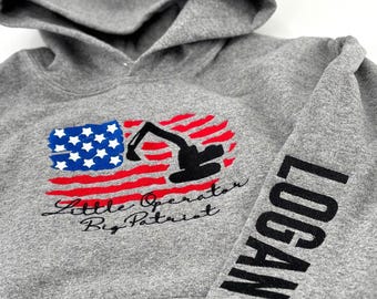 Toddler Construction personalized Hoodie Custom USA Child outfit patriotic kids sweatshirt boy excavator shirt for birthday gift with name