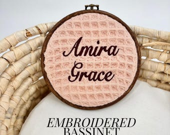 Embroidery Nursery Sign Hospital Welcome Baby Announcement Display Decoration Bassinet Nameplate Custom Design Fabric Art Wall Name Hoop