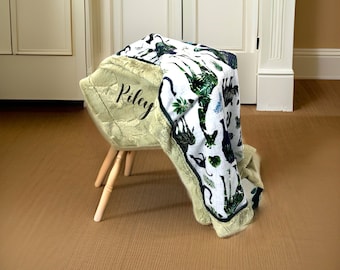 Personalized SAFARI baby blanket, Baby Elephants baby shower, Baby boy gift, Minky baby blanket boy, Jungle safari baby shower, zoo blanket