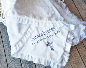 Personalized Baptismal blanket Arrow Baby Boy minky blanket Baptism gift- Baby Girl Blanket-Christening blanket blessing blanket