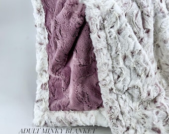 Personalized Minky Blanket Custom Name Throw Pillow Soft Plush Luxury Bedding Large Dusty Purple Cozy Gift Christmas Present Mothers day