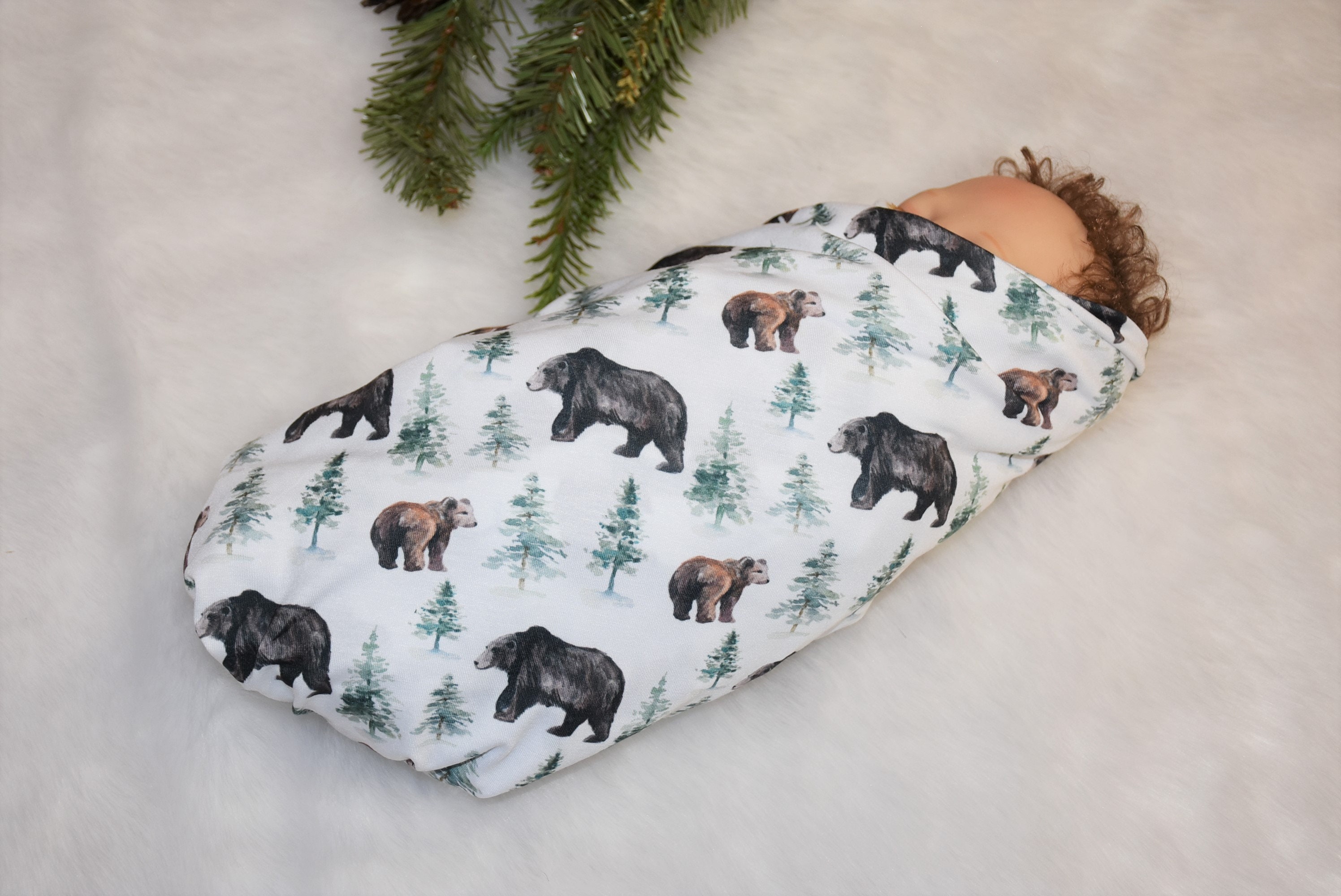 BEAR Knit Swaddle Black bear baby blanket, baby boy blankets with