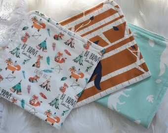 Personalized Fox burp cloth-woodland Fox Baby gift, new baby gift, Baby boy gift, Fox theme baby items, baby fox gifts, New Mom Gift