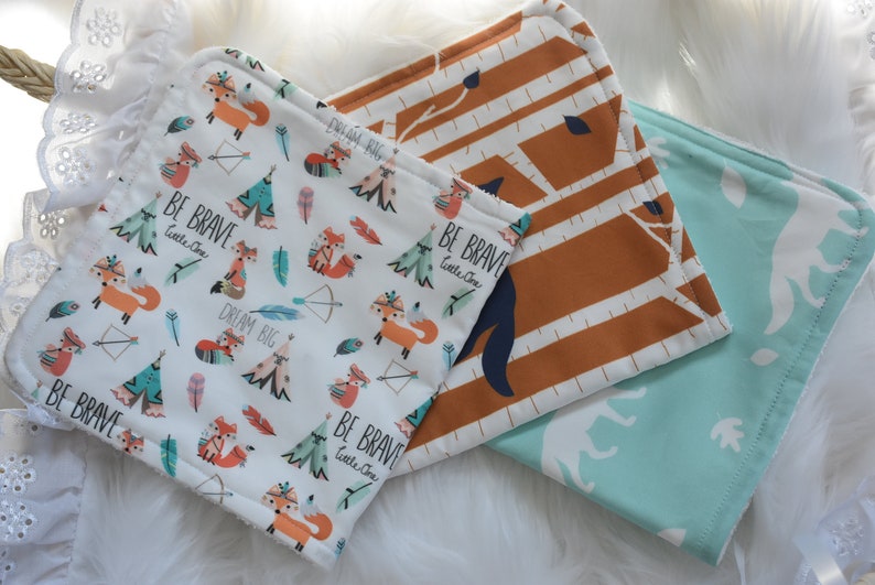 Personalized Fox burp cloth-woodland Fox Baby gift new baby image 1
