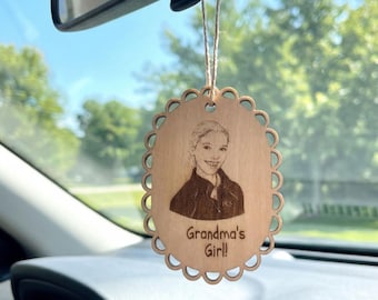 Personalized Car Freshener Custom Photo Memorial Keepsake Grandma Gift Grandmother Vehicle Accessory Hanging Family Portrait Essential Oil