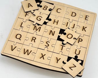 Wooden Alphabet Puzzle Montessori Toy Educational Wood Letter Recognition Learning Tool Preschool Classroom Abc Game Toddler Development