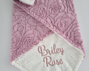 Personalisierte Babydecke für Baby Mädchen angepasst minky Babydecke rosa Baby Geschenk weiche florale Babydecke Baby Mädchen rosa Boho Decken