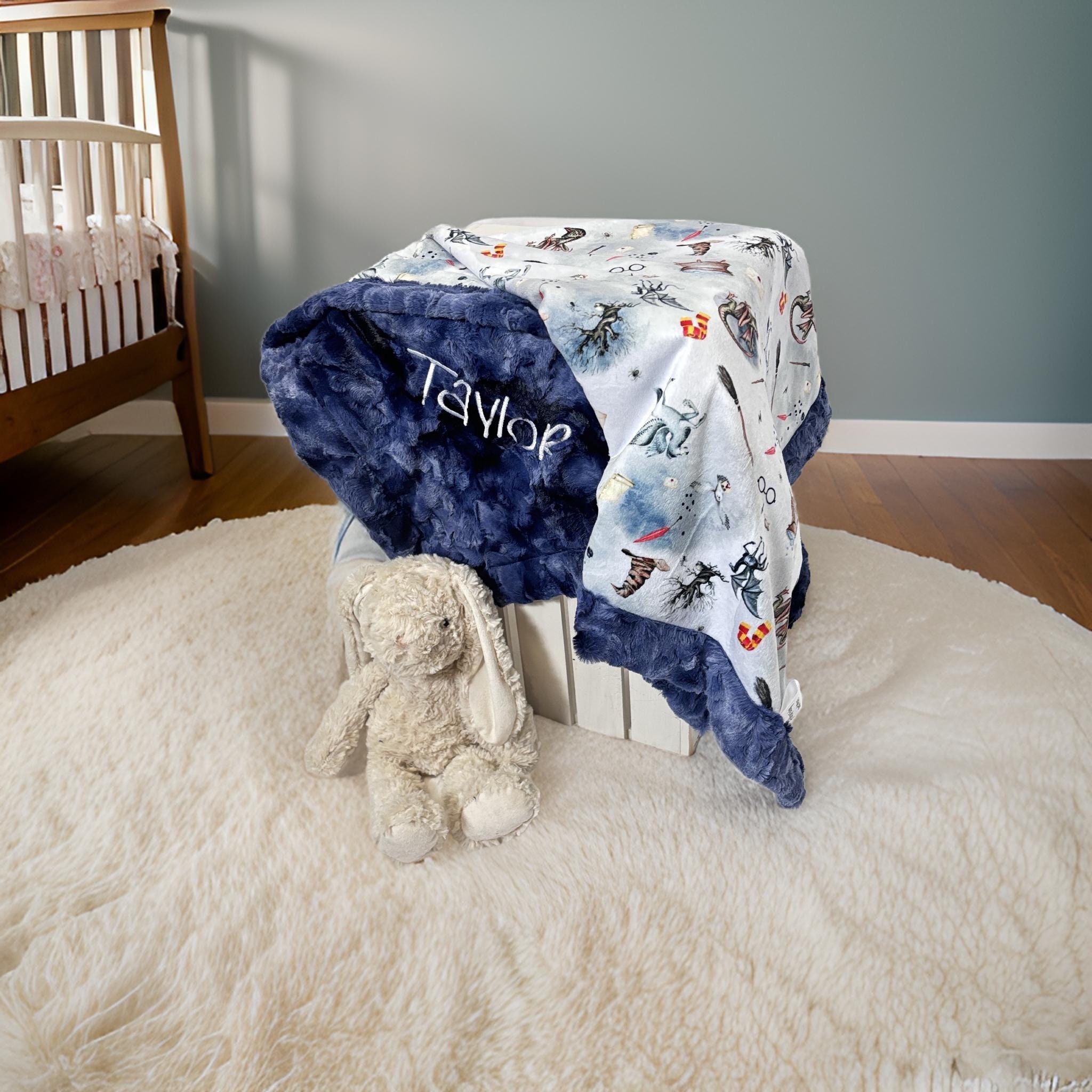 Personalized Minky Blanket boy Wizard Blanket baby Boy BlanketPersonalized baby giftNewborn baby gift Ravenclaw blankethogwarts gift