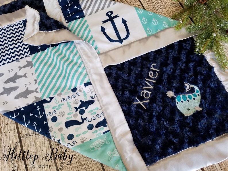 Knit Swaddle Blanketbaby Boy Nautical Swaddle Blanketshark Etsy