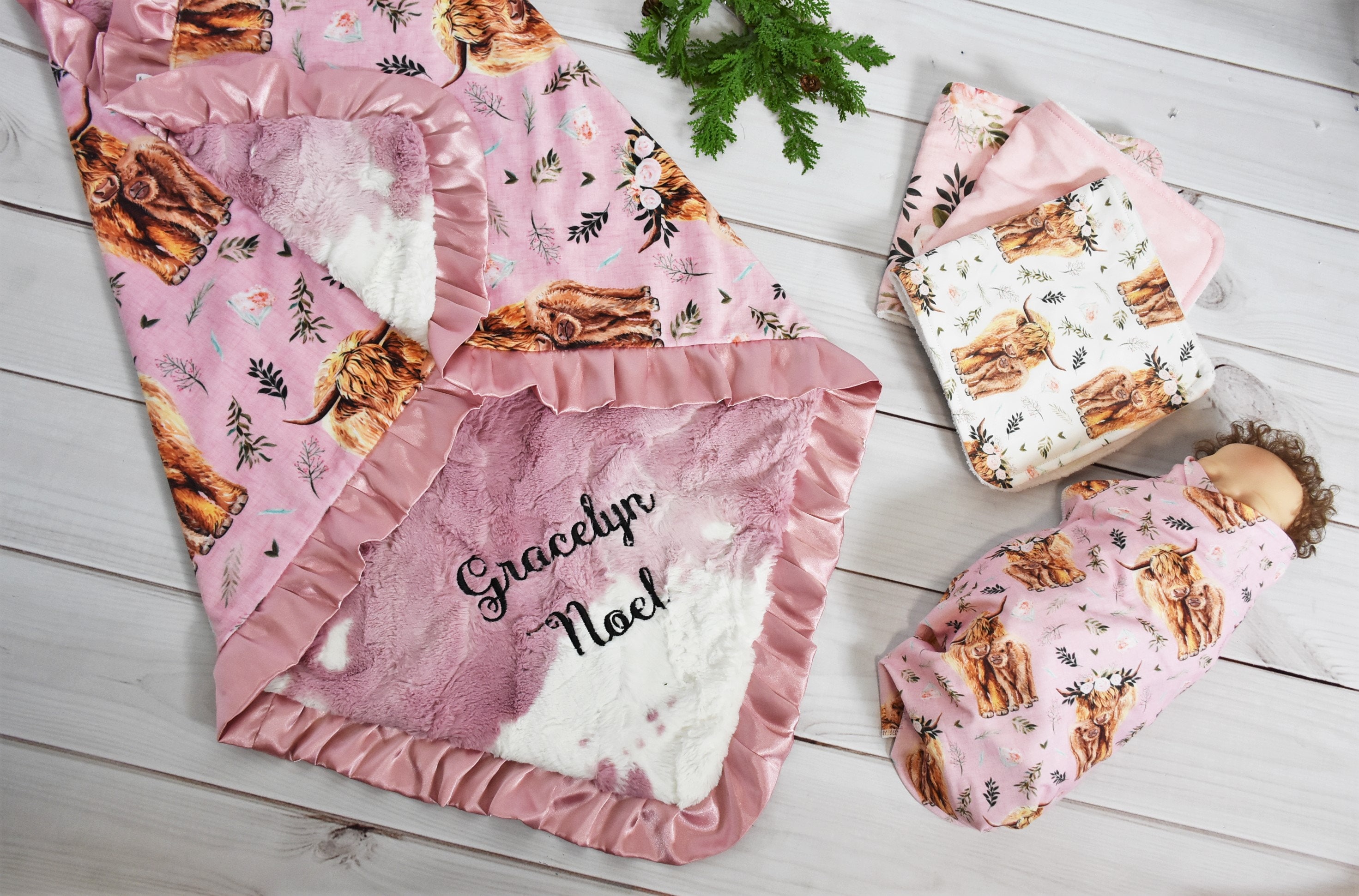 Personalized Highland Cow Baby Blanket Highland cow nursery
