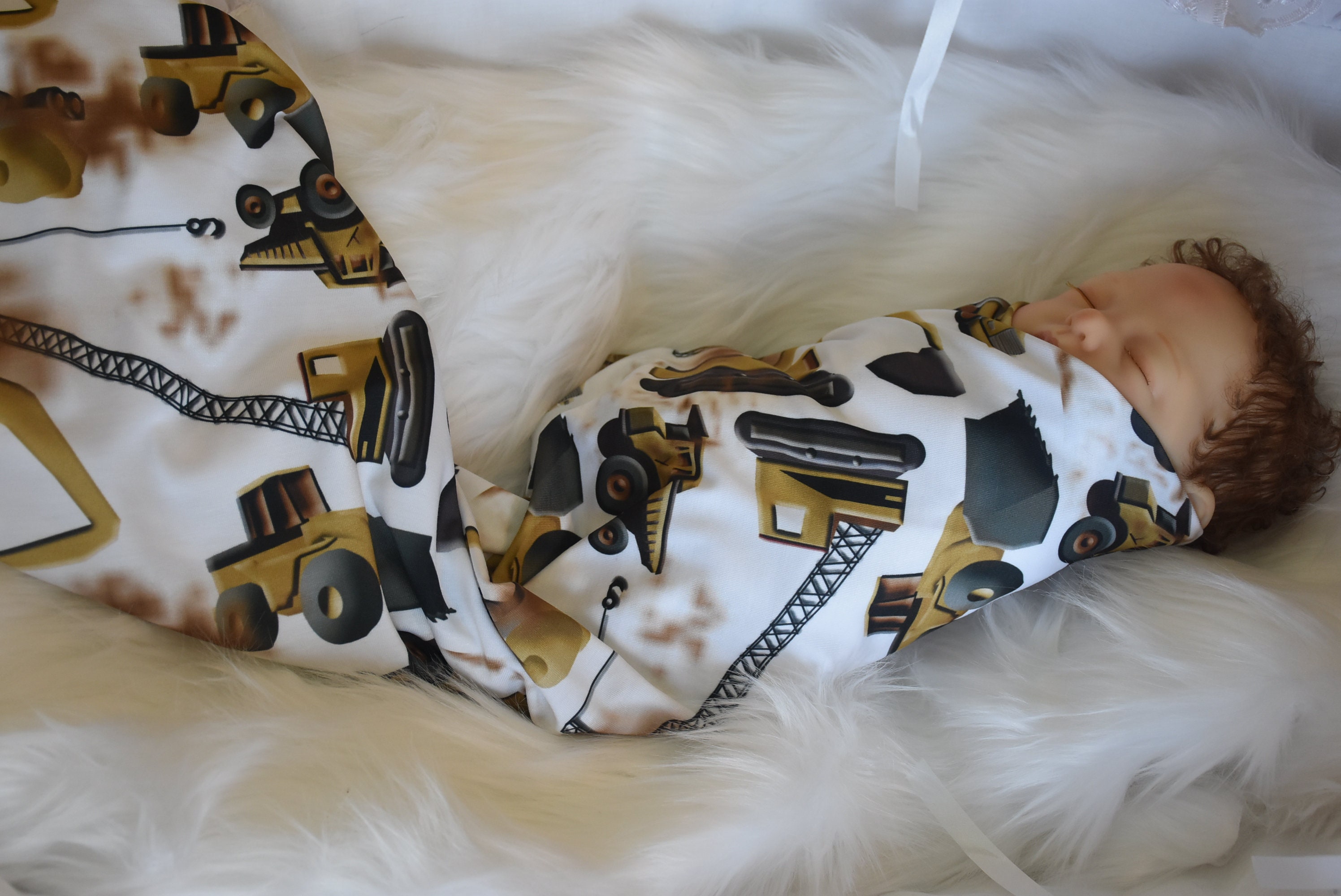 Knit Swaddle Blanket Baby boy Construction swaddle blanket Etsy