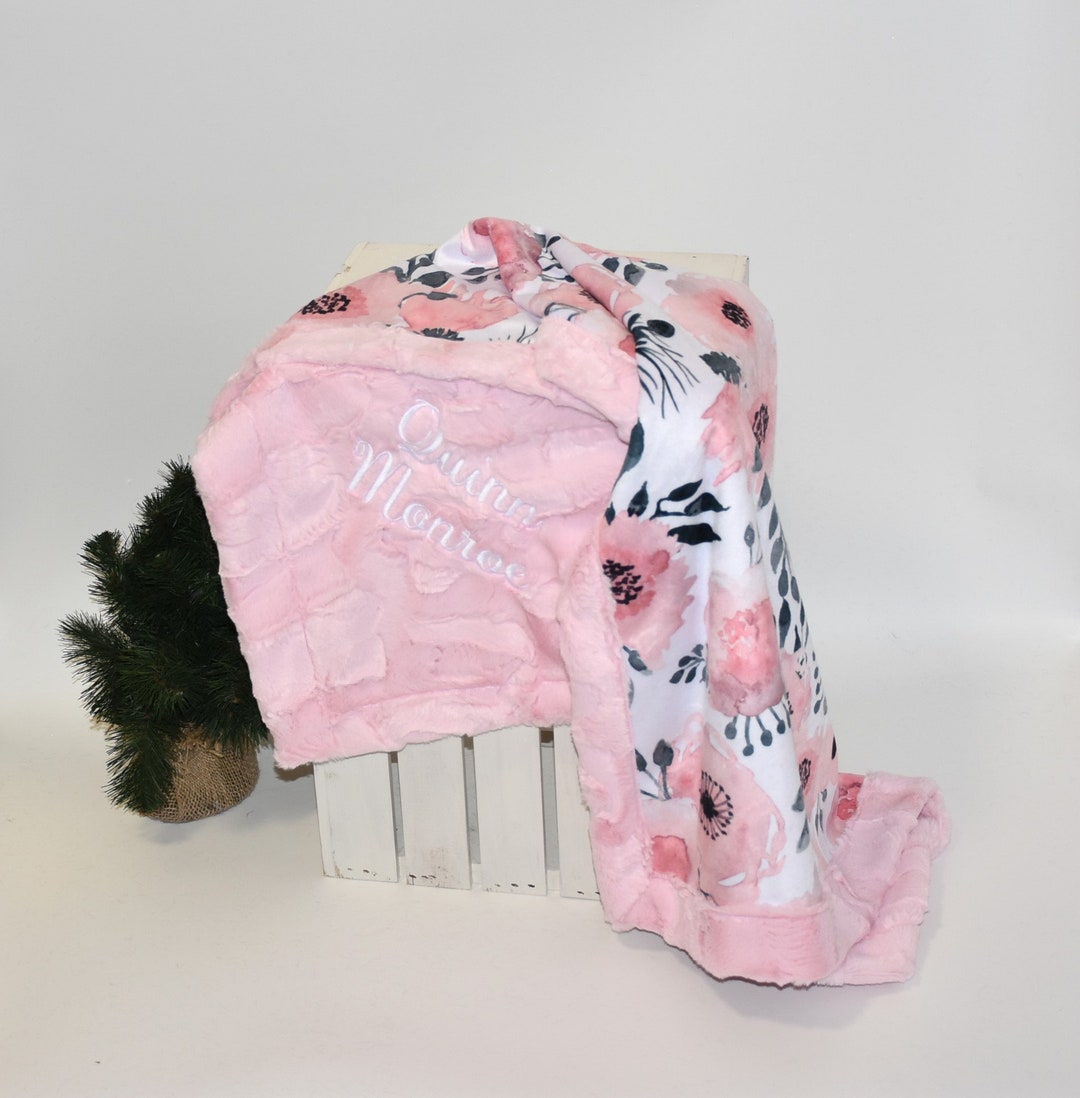 Personalized Baby Blanket Pink Minky Blanket Baby Girl Gift Etsy