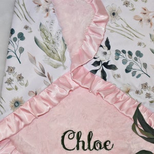 Personalized Pink blanketfloral baby girl nurseryPersonalized baby gift minky blanket Personalized newborn baby gift baby girl gift