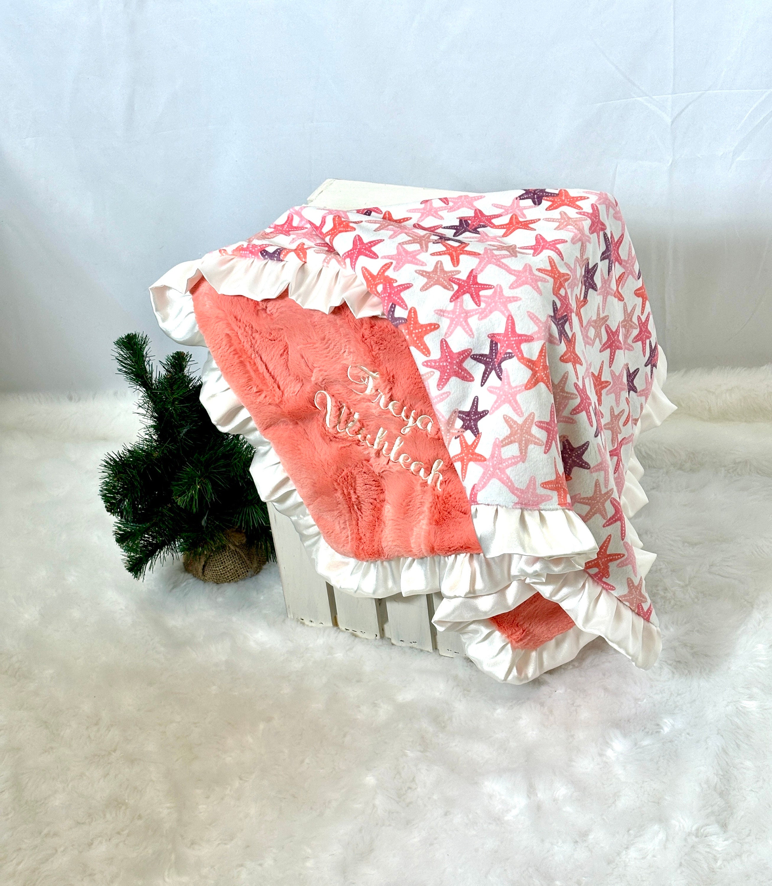 Personalized Nautical girl Baby Blanket Minky baby blanket Coral Girl Baby gift ocean baby blanket gender neutral baby blanket