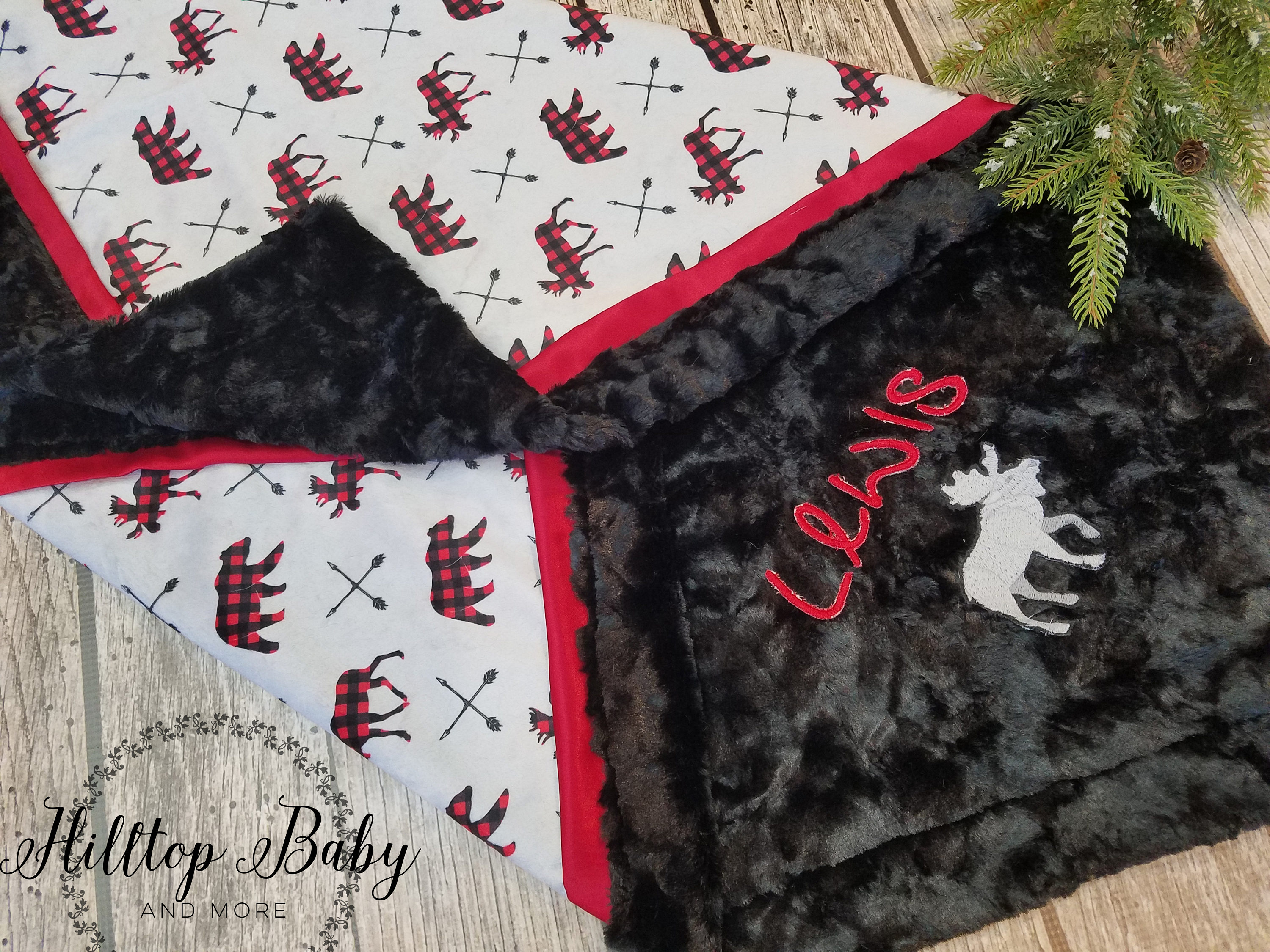 Lumberjack Personalized moose Minky Blanket Personalized baby