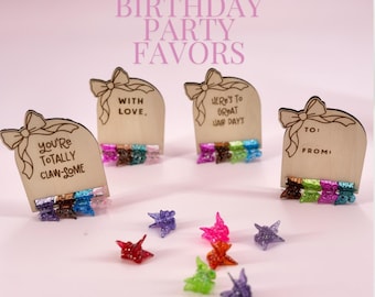 Girl Birthday Favor Hair Clip Party Accessory Thank You Bow Card Set Celebration Gift Cute Hairclip Child Girl Accessory Birthday Present