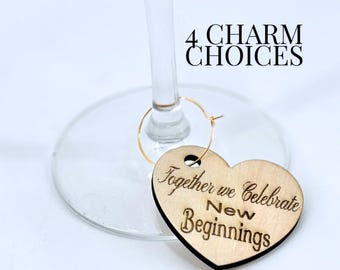 Wine Glass Charm Baby Shower Favor Guest Keepsake Wedding Celebration Gift Bridal Party Stemware Wooden Heart Decoration