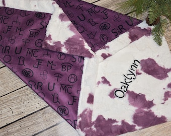Western Girl personalized minky Blanket-girl baby blanket cowcowgirl nurserycow print blanketbaby girl horseCattle branding baby