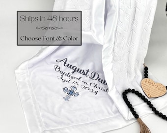 Personalized baby baptism gift embroidered boy girl white christening blanket heirloom gift for Goddaughter  dedication gift from Godmother