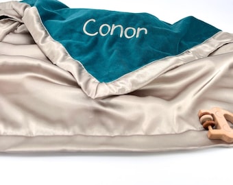 Personalized Baby Blanket with Name Embroidered Design Summer Cover Satin Trim Infant Gift Shower Package Lightweight Mink Nursery Decor Boy